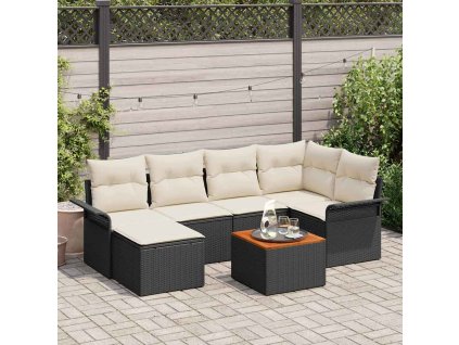 vidaXL Sada zahradních pohovek 7 pcs Černá Poly ratan