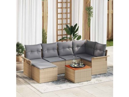 vidaXL Sada zahradních pohovek 7 pcs Béžová Poly ratan