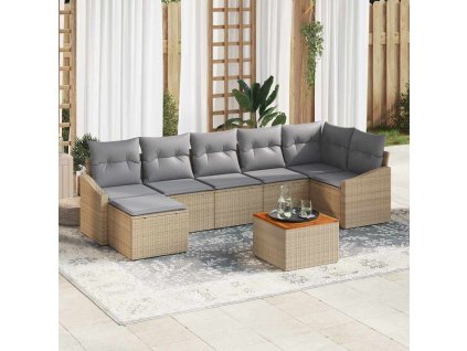 vidaXL Sada zahradních pohovek s polštářem 8 pcs Béžová polyratan