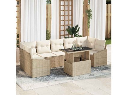 vidaXL Sada zahradních pohovek 8 pcs béžová a krémová polyratan