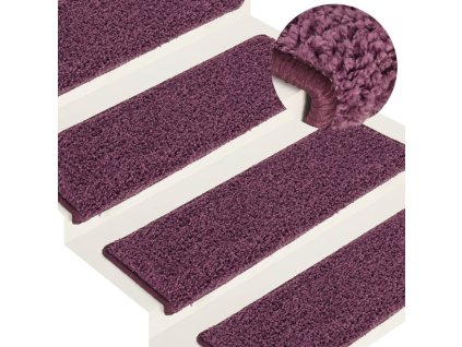 vidaXL Schodové rohože 15 ks 65 x 21 x 4 cm tmavě fialové s obdélníkovým okrajem