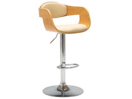 vidaXL Barová židle krémová ohýbané dřevo a umělá kůže