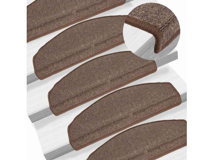 vidaXL Schodové rohože 15 ks 65 x 24 x 4 cm kávově hnědé, půlkulaté, velké