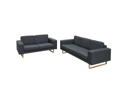 vidaXL Sada dvoumístné a trojmístné pohovky tmavě šedá