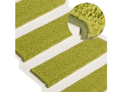 vidaXL Schodové rohože 15 ks 65 x 21 x 4 cm zelené s obdélníkovým okrajem