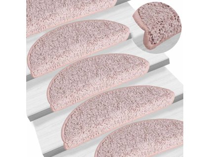 vidaXL Schodové rohože 15 ks 56 x 17 x 3 cm světle růžové, půlkulaté