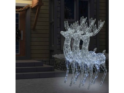 vidaXL XXL Akryloví vánoční sobi s 250 studenými bílými LED 3ks 180 cm