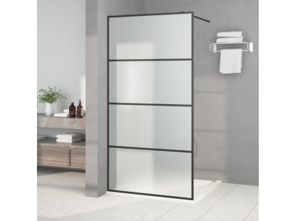 vidaXL Sprchová zástěna walk-in černá 100 x 195 cm mléčné ESG sklo
