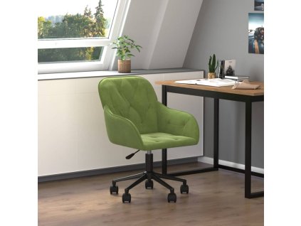 vidaXL Otočná kancelářská židle světle zelená samet