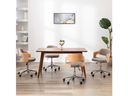 vidaXL Otočné jídelní židle 4 ks taupe ohýbané dřevo a textil