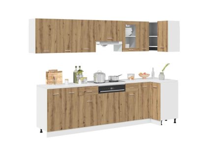 vidaXL 11dílná sada kuchyňských skříněk "Lyon" Artisan Dub, dřevěné podlahy