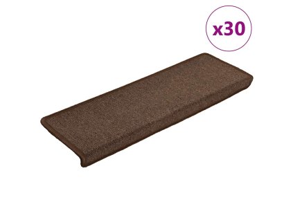 vidaXL Schodové rohože 30 ks 65 x 21 x 4 cm kávově hnědé s obdélníkovým okrajem