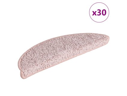 vidaXL Schodové rohože 30 ks 56 x 17 x 3 cm světle růžové, půlkulaté