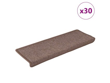 vidaXL Schodové rohože 30 ks 65 x 21 x 4 cm hnědé s obdélníkovým okrajem