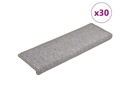 vidaXL Schodové rohože 30 ks 65 x 21 x 4 cm světle šedé s obdélníkovým okrajem