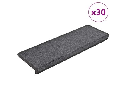 vidaXL Schodové rohože 30 ks 65 x 21 x 4 cm tmavě šedé s obdélníkovým okrajem