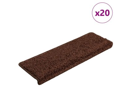 vidaXL Schodové rohože 20 ks 65 x 21 x 4 cm hnědé s obdélníkovým okrajem