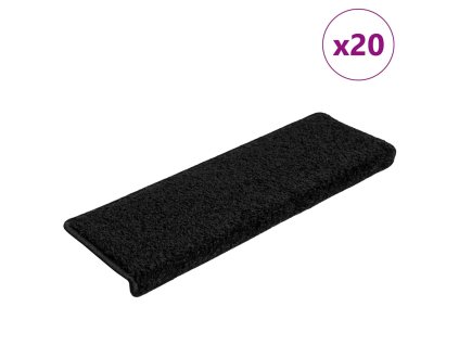 vidaXL Schodové rohože 20 ks 65 x 21 x 4 cm černé s obdélníkovým okrajem