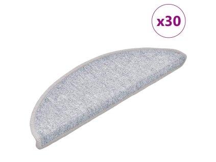 vidaXL Schodové rohože 30 ks 56 x 17 x 3 cm světle šedé, půlkulaté