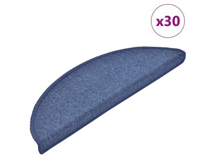 vidaXL Schodové rohože 30 ks 56 x 17 x 3 cm modré, půlkulaté
