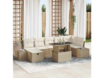 vidaXL Sada zahradních pohovek 8 pcs Béžová polyratan
