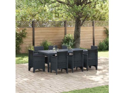 vidaXL Zahradní jídelní souprava 9 pcs Antracit Ratan Polt