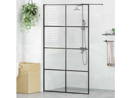 vidaXL Zástěna do průchozí sprchy čiré ESG sklo 115 x 195 cm černá