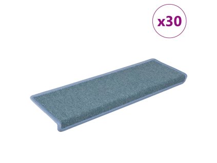 vidaXL Schodové rohože 30 ks 65 x 21 x 4 cm mořská modrá s obdélníkovým okrajem