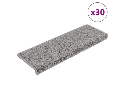 vidaXL Schodové rohože 30 ks 65 x 21 x 4 cm šedé s obdélníkovým okrajem