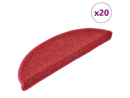 vidaXL Schodové rohože 20 ks 56 x 17 x 3 cm červené půlkulaté