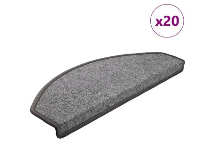 vidaXL Schodové rohože 20 ks 65 x 24 x 4 cm tmavě šedé, půlkulaté, velké