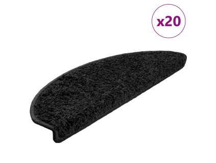 vidaXL Schodové rohože 20 ks 65 x 21 x 4 cm černé, půlkulaté, velké