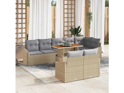 vidaXL Sada zahradních pohovek s polštářem 9 pcs Beige a šedá