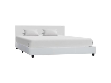 vidaXL Rám postele bílý umělá kůže 140 x 200 cm