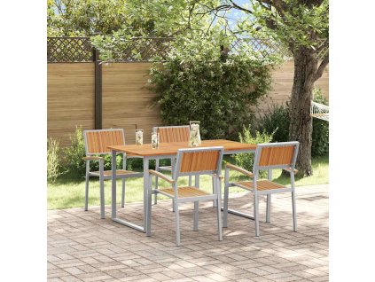 vidaXL Zahradní jídelní souprava 5 pcs Šedo-hnědá 140 x 80 x 75 cm
