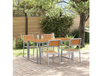 vidaXL Zahradní jídelní souprava 5 pcs Šedo-hnědá 160 x 80 x 75 cm