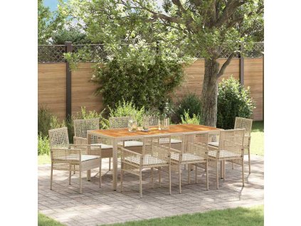 vidaXL Zahradní jídelní souprava 9 pcs Béžová polyratan