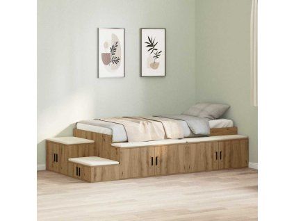 vidaXL Rám postele s úložným prostorem Artisanový dub 75 cm