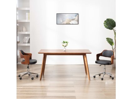 vidaXL Otočná kancelářská židle černá ohýbané dřevo a umělá kůže