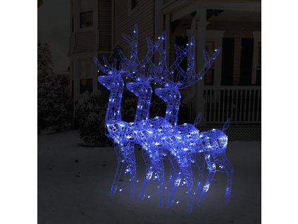 vidaXL Vánoční dekorace akryloví sobi 3 ks 120 cm teplé modrá