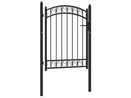 vidaXL Zahradní branka s obloukem ocelová 100 x 125 cm černá