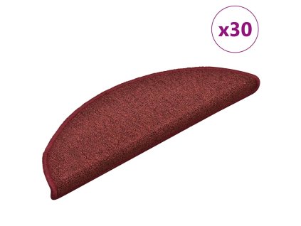 vidaXL Schodové rohože 30 ks 56 x 17 x 3 cm bordó půlkulaté