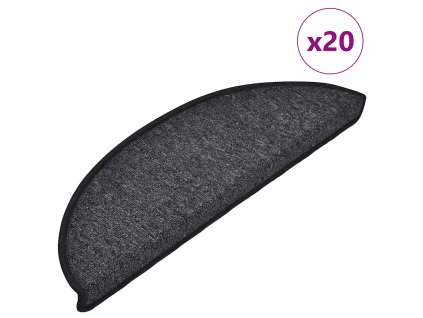 vidaXL Schodové rohože 20 ks 56 x 17 x 3 cm antracitové půlkulaté