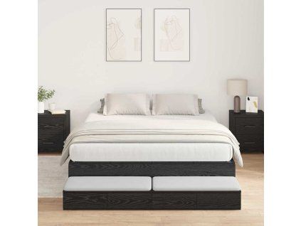 vidaXL Rám postele s úložným prostorem se zásuvkou Černý dub 140 cm