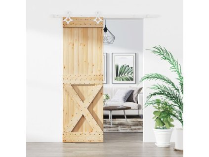 vidaXL Posuvné dveře s kováním 70 x 210 cm masivní borové dřevo