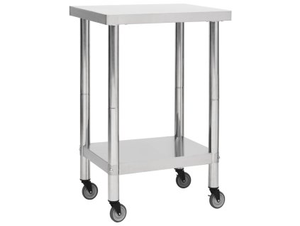 vidaXL Kuchyňský pracovní stůl s kolečky 60 x 60 x 85 cm nerezová ocel