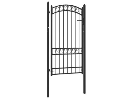 vidaXL Zahradní branka s obloukem ocelová 100 x 175 cm černá