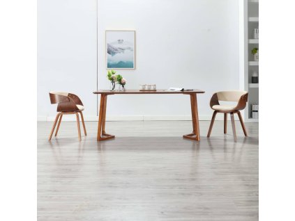 vidaXL Jídelní židle krémová ohýbané dřevo a umělá kůže