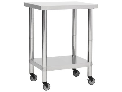 vidaXL Kuchyňský pracovní stůl s kolečky 80 x 45 x 85 cm nerezová ocel