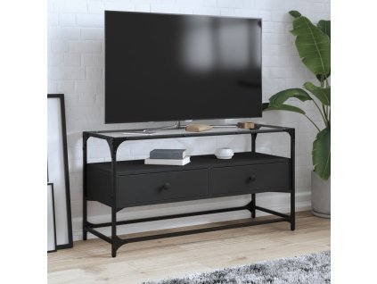 vidaXL TV skříňka se skleněnou deskou černá 98 x 35 x 51 cm kompozit